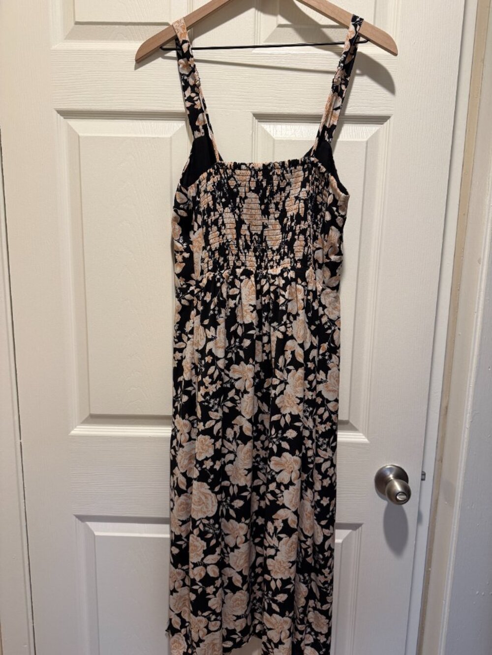 Abercrombie & Fitch Black Floral Cinch Front Summer Maxi Dress Size L - Picture 2 of 3